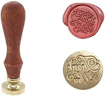 6pcs Vintage Retro Wax Seal Stamp Kit with Gift Box,1 Wooden Hilt + 6 Interchangeable Removable Brass Head Sealing Stamp (for You+Thank You+Miss You+My Friend+ Love+Good Luck)