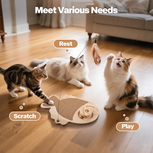 Rascador para Gatos en Forma de Pez con Juguetes miniatura 4