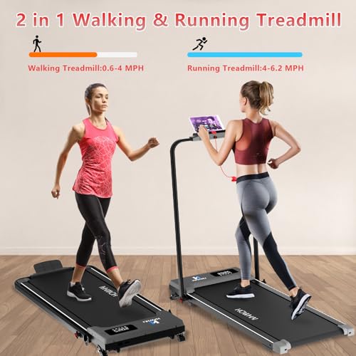 Image of Walking Pad, HOWHAI Treadmill with Incline, Brushless 2 in 1 Foldable Under Desk Portable Treadmills for Home /Office with App, Bluetooth Music, Remote Control & LED Display (300lbs Capacity)