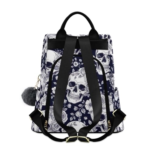 Sac à dos en polyester imprimé squelettes roses avec compartiment multi poches - 2