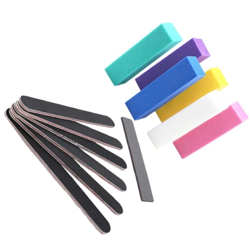 CALLARON 13 piezas Kit para Manicura con Bloques de Pulido Duraderos y Limas Portátiles Incluye Bloques de Lijado Tiras Negras y Gris para Uñas Naturales y Postizas Herramienta Profesional