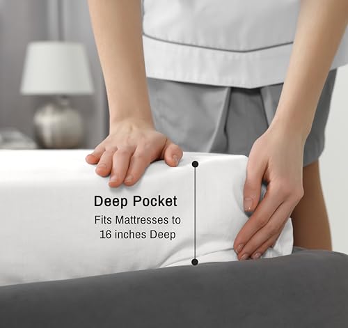RUVANTI 100% Cotton Full Size Bed Sheets, 4 Pieces, Soft & Breathable Percale Weave Bedding, Deep Pocket 16", Hotel Standard, Crisp Cool Feel, Durable, Perfect Sheet Set Dyed, Milky White