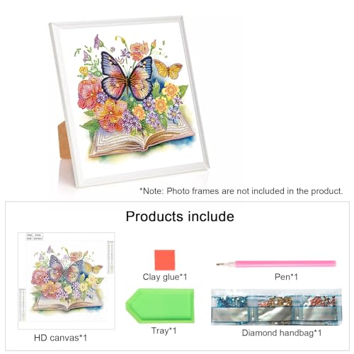 Image of Diamond Art Painting Kits for Adults, 5D Special Shape Diamond Art Canvas with Crystal Rhinestones, DIY Diamond Painting for Beginners, Butterfly and Flower Design, Home Wall Decoration, 12x12 Inch