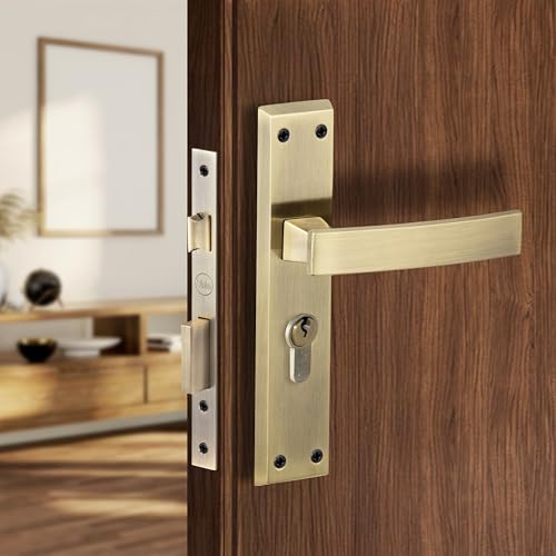 Image of Yale YECM-405-8P-TT-AB Mortise Door Lock for Bedroom /Home /Office /Hotel Suitable for Left /Right Handed Doors, Handle set comes with 8 inchbackplate thumb turn, 3 KEYS cylinder and lock body (Antique brass)