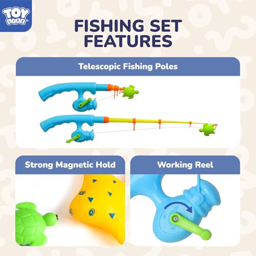 TOY Life 2-Player Magnetic Fishing Game for Kids 3-5 - Toddler Fishing Pole Set with Fish Toys - Bath & Pool Toys - Water Table Accessories - Educational Fishing Toy Rod for Boys Girls - Thumbnail 6