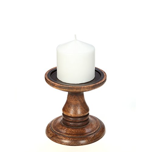 Hosley Set Of 2 Wood Pillar Candle Holders 5 Inch High Ideal Gift For Weddings Bridal Party Spa Reiki Meditation Votive Led Pillar Candle Gardens O3 #TOP6