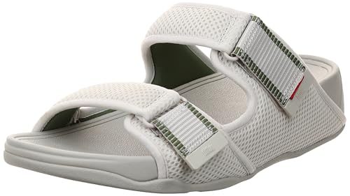 FitFlop Gogh Moc Mens Adj. Water-Resistant Mesh Slides mens Clay Grey/Leaf Green 44 EU