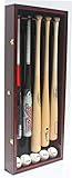 6 Baseball Bat Display Case Holder Rack Cabinet, with lockable UV protection door - Mahogany Finish (B66-MA)