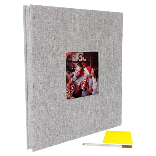 Album photo autocollant en lin TEHAUX de 20 feuilles avec fenêtre d'affichage