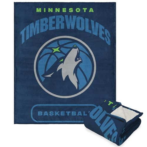 Northwest NBA Minnesota Timberwolves Silk Touch Sherpa Throw Blanket, 50" x 60", High Block