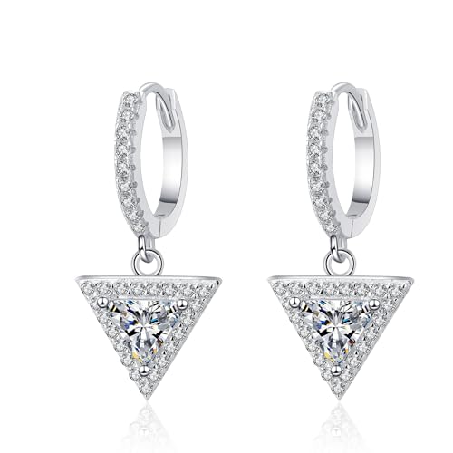 Moissanite boucles d'oreilles triangle StarGems le cadeau idéal en argent 925