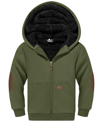 Image of SWISSWELL Unisex Boys Girls Fleece Hoodie Sherpa Lined Jacket Zip Up Hooded Sweatshirt Winter Outerwear for Kids