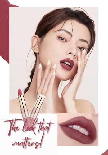Evelier 2In1 Lipstick And Lipgloss - Hydrating All Day Coverage, Instant Shine, Liquid, Long-Lasting, Vegan Cruelty-Free, Highly Pigmented (Champagne Rouge) #TOP3