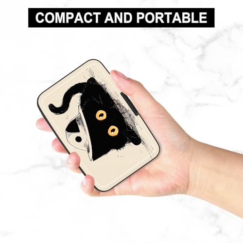 Image of Credit Card Holder, Mini Aluminum Card Wallet RFID Blocking Slim Metal Hard Card Case for Women Men, Cat Lying Down