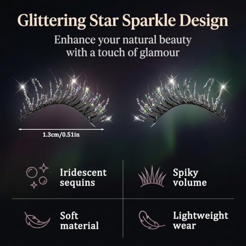 Image of MAYCREATE 5 Pairs Sparkling Fairy False Eyelashes Wispy Eye Lashes for Women, 13mm Spiky Volume Lash Clusters Subtle Shimmer Soft Fibers Eyelash for Beginners And Makeup Enthusiasts