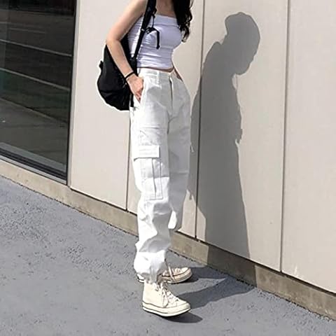 ZXCL Pants Women Casual Solid Harajuku Cargo Trousers Unisex Chic Retro Streetwear Kpop Full Newest Popular Simple Daily Cover