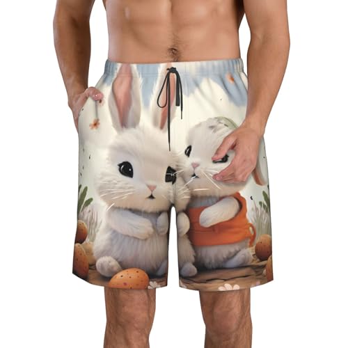 Men's Swim Trunks Bunny Hug Quick Dry Board Shorts Mens Bathing Suit Beach Swimwear with Pockets