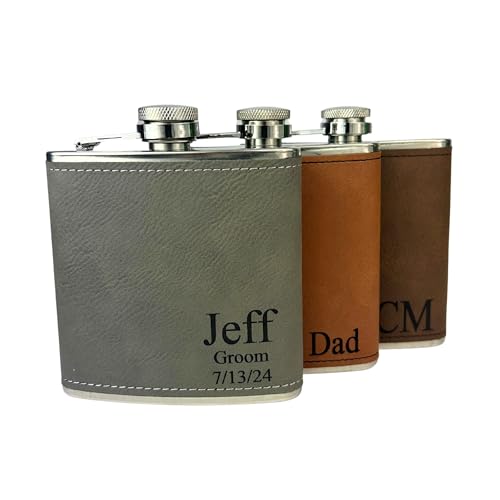 Personalized Leather Flask, Groomsmen, Engraved, Hip, Custom, Monogrammed, for Groomsmen, Groomsman