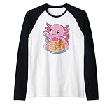 Axolotl eats pancakes comic motif for men, women, children Raglan Baseball Tee