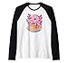 Axolotl eats pancakes comic motif for men, women, children Raglan Baseball Tee