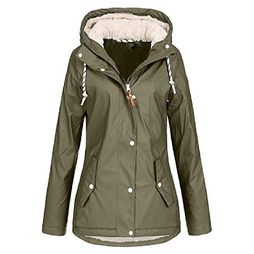 NOBRAND Chaquetas Ligeras para Mujer Chaqueta de Abrigo de Invierno Chaqueta de Lluvia para Mujer Impermeable con Capucha Impermeable al Aire Libre Plus