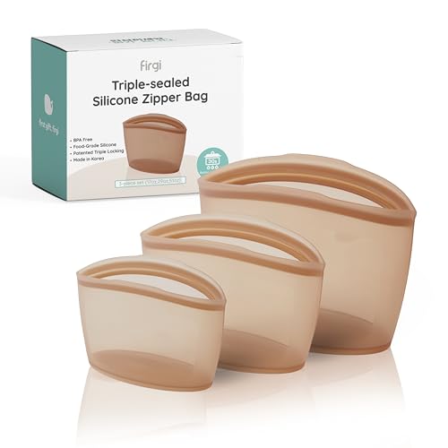 Reusable Silicone Food Storage Bags 3Set Airtight food Storage Containers Food Grade Silicone Snack Bags