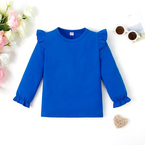 Image of LYSMuch Toddler Baby Girls Blouse Long Sleeve Ruffle Shirt Solid Top Clothes