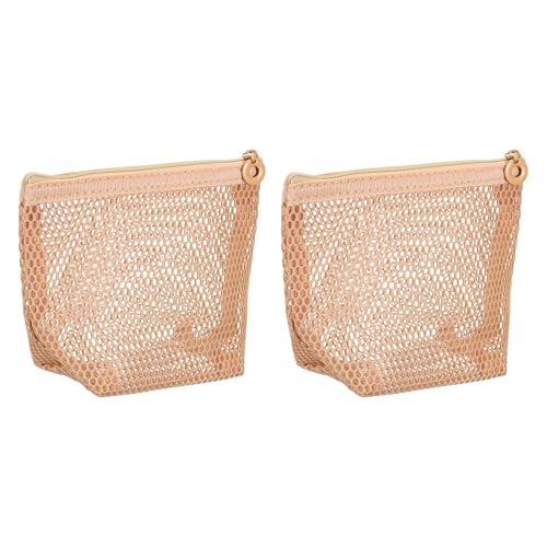 QUARKZMAN Bolsa Maquillaje Malla Semicircular 4'x3'x4.3' 2 Pz | Pequeño Estuche De Tocador con Cremallera Organizador De Viaje Semicircular Cosmético Bolsa De Almacenamiento Portátil
