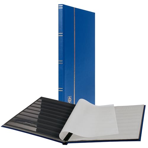 Álbum para sellos LIGHTHOUSE – 'BASIC' de tapa dura, 16 páginas negras de cartulina 9"x12" (A4) con tiras transparentes – Azul miniatura 1