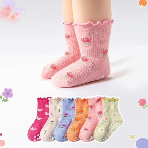 image for Aroveea Baby Toddler Socks Grip Non Slip Boys Girls Cotton 12 Pack for