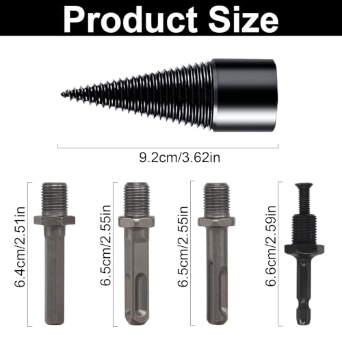 Wood Splitter Drill Bit 42mm + 32mm with Anti-Slip Gloves and 4 Drilling Handles, Log Splitter Drill Bit Kindling Splitter for Wood Splitting Drill Bit Heavy Duty Firewood Splitter Drill (42mm+32mm) - Thumbnail 2