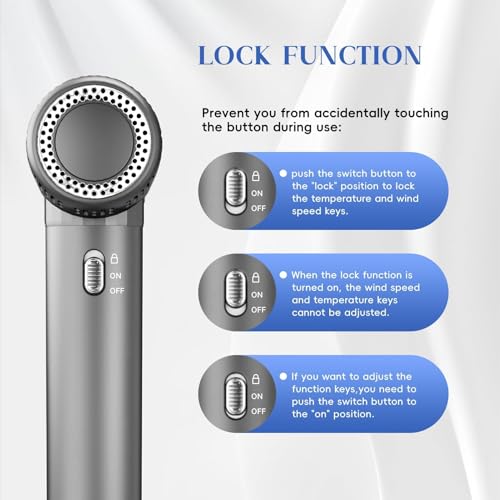 Image of Natrial Ionic Professional Hair Dryer with Diffuser for Curly Hair,1600W&110000RPM High Speed Blow Dryer for Women,Fast Drying,Lock Function,Low Noise,Lightweight for Home Travel Salon,Misty Gray