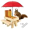MLLC Eekhoorn Feeder Picknick Tafel met Paraplu & Maïs Cob Houder en Pindakom, Dierentuin Feeder Nieuw Premium Cadeau…