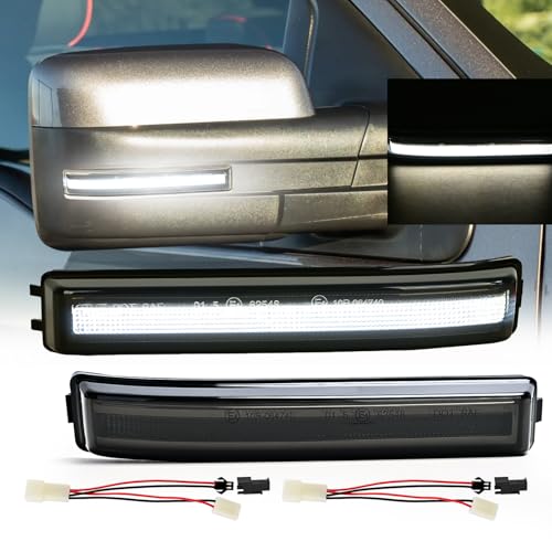 LUDARM LED Side Mirror Turn Signal Light Compatible with F150 2009-2014 for F150 Raptor/Linc0ln Mark LT 2010-2014 Blinker 2PCS Smoke Lens White Light