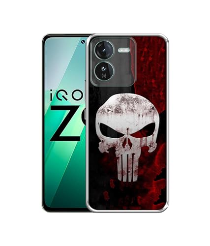 Image of Punisher Skull Design Printed Silicon Soft TPU Back Case Cover for iQOO Z9 5G, Multicolour