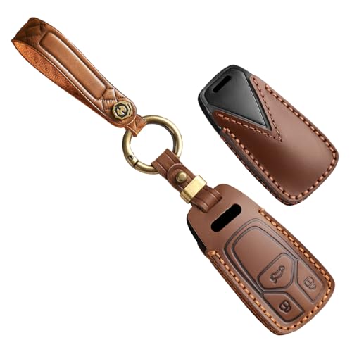 Porte-clés Audi compatible A3 A4 Q5, l'accessoire en cuir marron pour vos trajets
