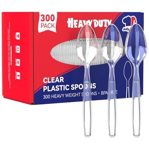 JOLLY CHEF 300 Count Clear Plastic Teaspoons Heavy Duty, 6.54"