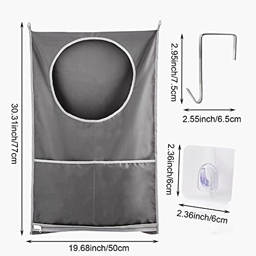 AYNKH Hanging Laundry Bag, Adjustable Large Capacity Laundry Hamper with Stainless Steel Hooks & Adhesive Hooks for Laundry/Moving House/Storage - Image 2