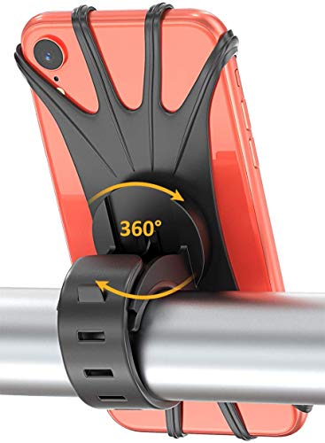 Bovon Soporte Movil Bicicleta, 360° Rotación Soporte Movil Moto, Soporte Universal Manillar de Silicona para Motocicleta, Compatible con iPhone11 Pro MAX/XS MAX/XS?Samsung?Xiaomi?Huawei (4-6.5)