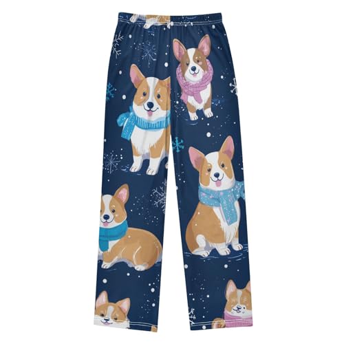 Winter Corgi Dogs Boys Long Pants Soft Trousers Elastic Waist Kids Lounge Bottoms with Pockets S-XL2