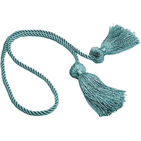 Decorative Double Tassel Curtain and Drapery Tieback/Holdback, 3" Tassel (7.5cm), 27" Spread (68.5cm) # CCT, Aquatic Blue #M17 (Light Teal Blue) Sold Individually Cover