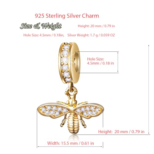 925 Sterling Silver Charms Gold, Jewelry for Bracelets and Necklaces, Family Love Mom Dangle Pendants, Heart Charms Hawaii Beads, Birthday Gift for Women