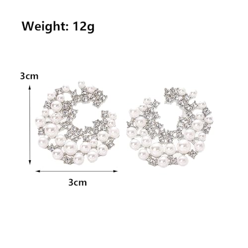 Trendy Pearl Earrings for Women Dainty 14K Gold Cubic Zirconia Pearl Drop Earrings Chunky Statement Earrings Vintage Wedding Banquet Jewelry Presents3
