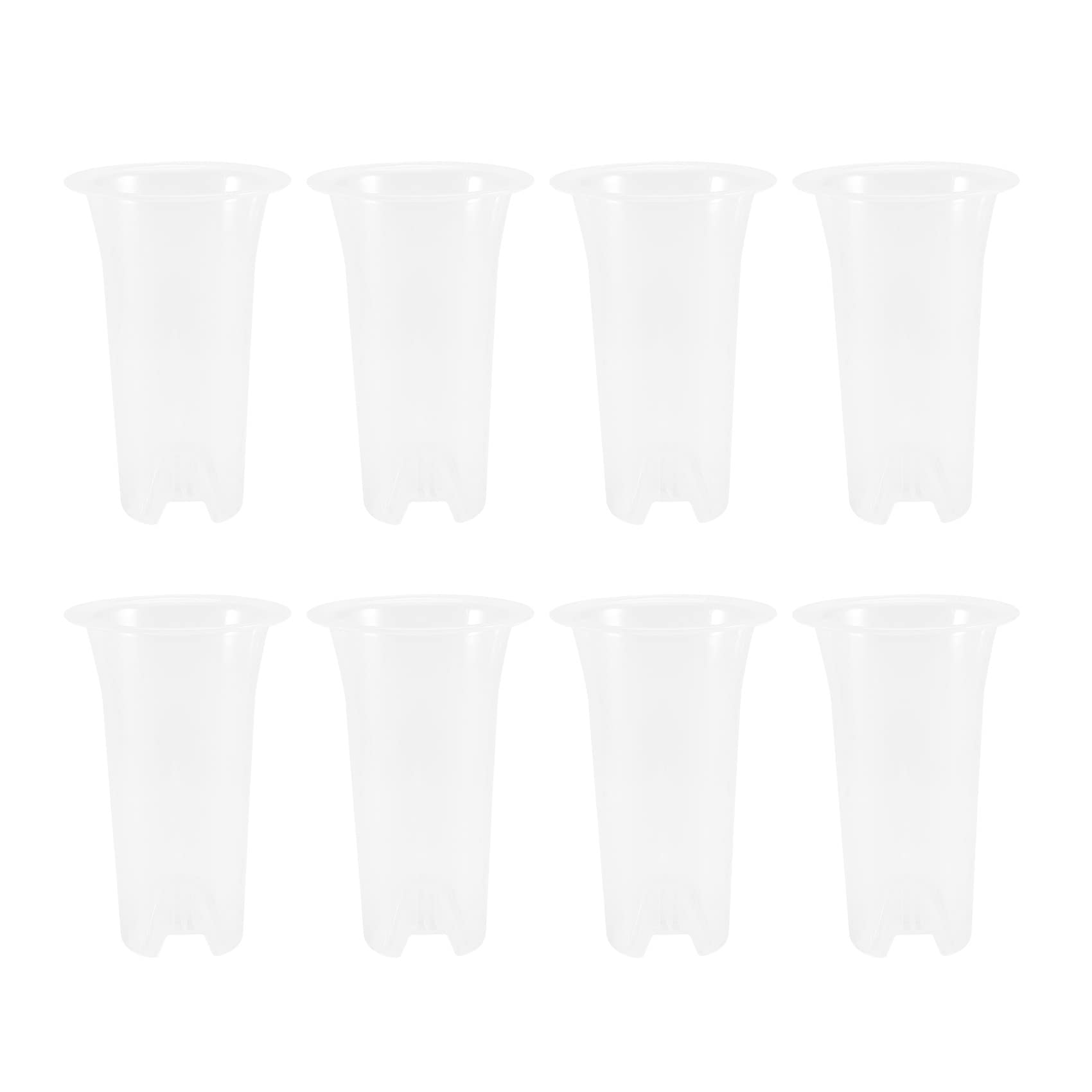 5 Inch 8Pcs Clear Flower Pot Planter Plastic Pot with Holes Tall Plant Pots for Home Flower Shop Decoration