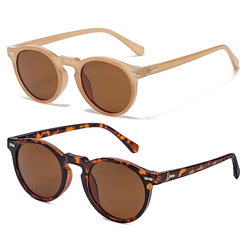 Image of Vintage Polarized Sunglasses for Men Women Round Retro Classic Fashion Eyewear UV400 Protection Sun Glasses