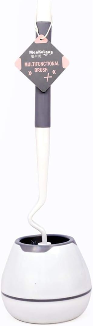 J - GO THE BUSINESS HUB Toilet Brush and Holder || Toilet Brush Set, Toilet Brush and Holder Bathroom Toilet Bowl Brush No Scratch Soft Toilet Cleaner Brush (White & Grey)