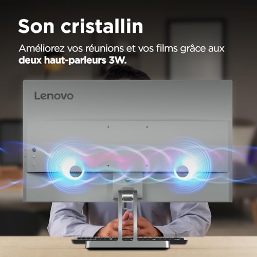 Lenovo L24i-4B - Écran 23.8'' FHD (IPS, 100 Hz, 4 ms, VGA+HDMI, Cable HDMI) - Gris