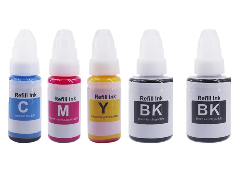 Image of ASV GI 790 Refill Ink Bottle Compatible for Printers G1000, G1010, G1100, G2000, G2010, G2100, G3000, G3010, G3100, G4010 (C /Y /M + 2 Black) (Black - 135ml, C /Y /M - 70ml Each)