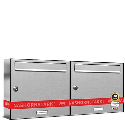 AL Briefkastensysteme 2er Briefkastenanlage aus V2A Edelstahl, Premium...