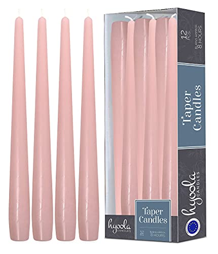Hyoola Tall Taper Candles - 10 Inch Light Pink Unscented Dripless Taper Candles...